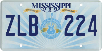 MS license plate ZLB224