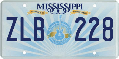 MS license plate ZLB228