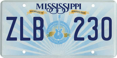 MS license plate ZLB230