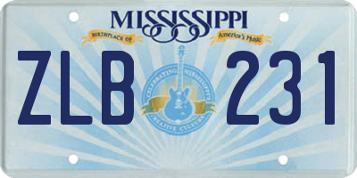 MS license plate ZLB231