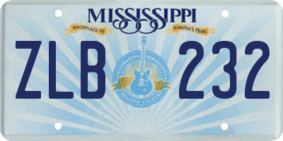 MS license plate ZLB232