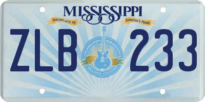 MS license plate ZLB233