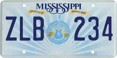 MS license plate ZLB234
