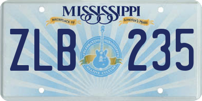 MS license plate ZLB235