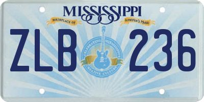 MS license plate ZLB236