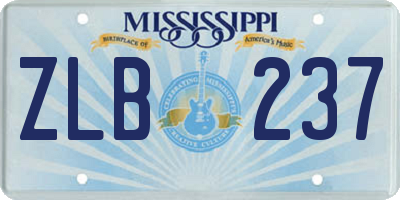MS license plate ZLB237