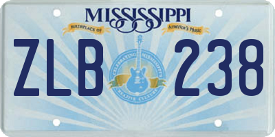 MS license plate ZLB238