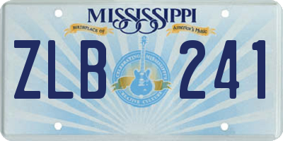MS license plate ZLB241
