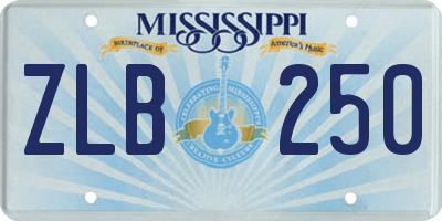 MS license plate ZLB250