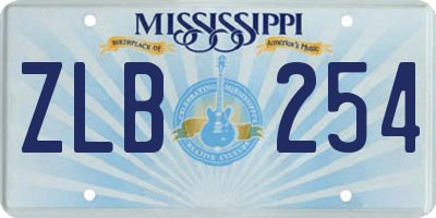 MS license plate ZLB254