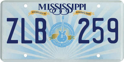 MS license plate ZLB259