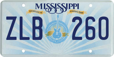 MS license plate ZLB260