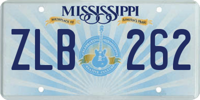 MS license plate ZLB262