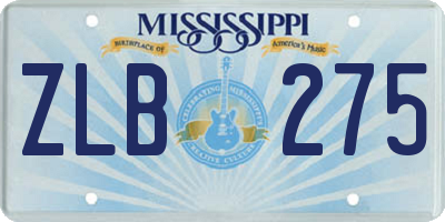 MS license plate ZLB275