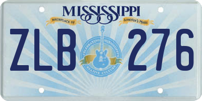 MS license plate ZLB276