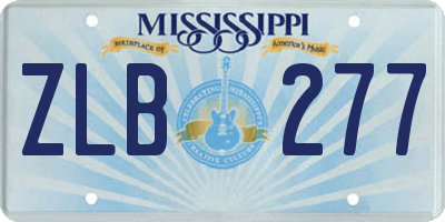 MS license plate ZLB277