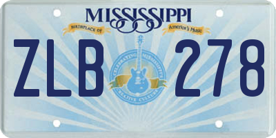MS license plate ZLB278