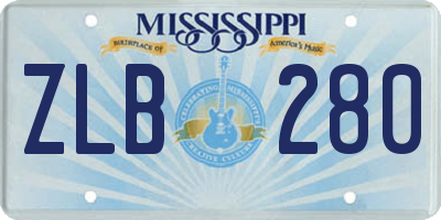 MS license plate ZLB280