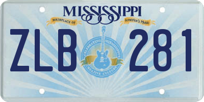 MS license plate ZLB281