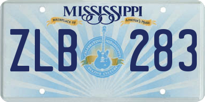 MS license plate ZLB283