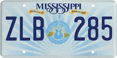MS license plate ZLB285