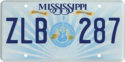 MS license plate ZLB287