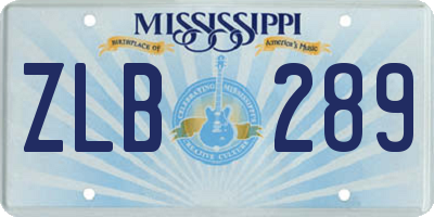 MS license plate ZLB289