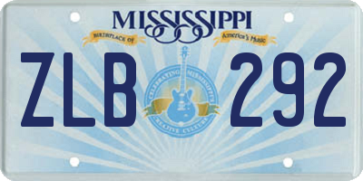 MS license plate ZLB292