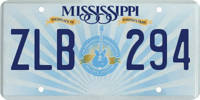 MS license plate ZLB294