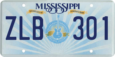 MS license plate ZLB301