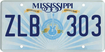 MS license plate ZLB303