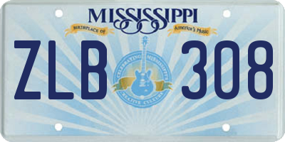 MS license plate ZLB308