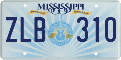 MS license plate ZLB310
