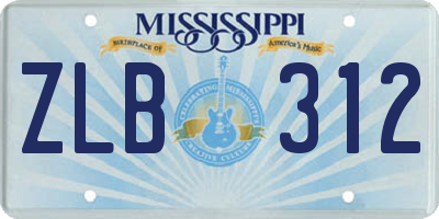 MS license plate ZLB312