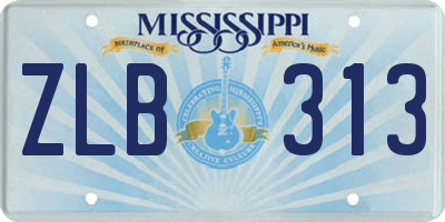 MS license plate ZLB313