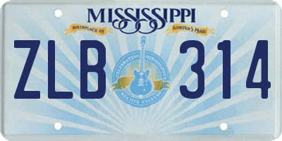 MS license plate ZLB314