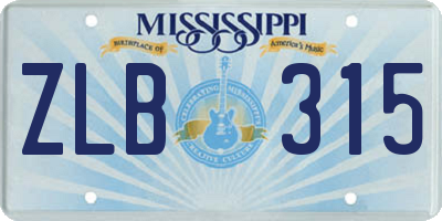 MS license plate ZLB315