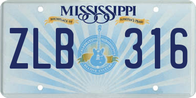 MS license plate ZLB316