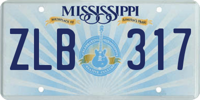 MS license plate ZLB317