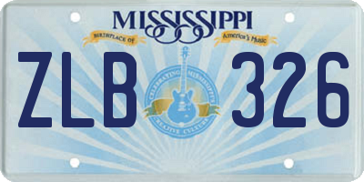 MS license plate ZLB326
