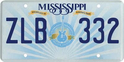 MS license plate ZLB332