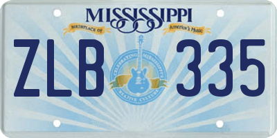 MS license plate ZLB335