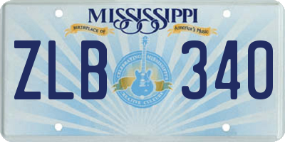 MS license plate ZLB340