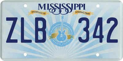 MS license plate ZLB342