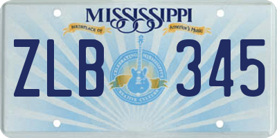 MS license plate ZLB345