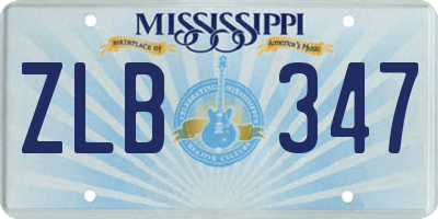 MS license plate ZLB347