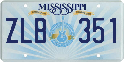 MS license plate ZLB351