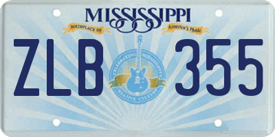 MS license plate ZLB355