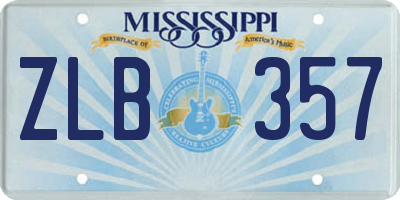 MS license plate ZLB357