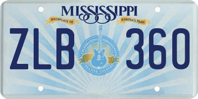MS license plate ZLB360